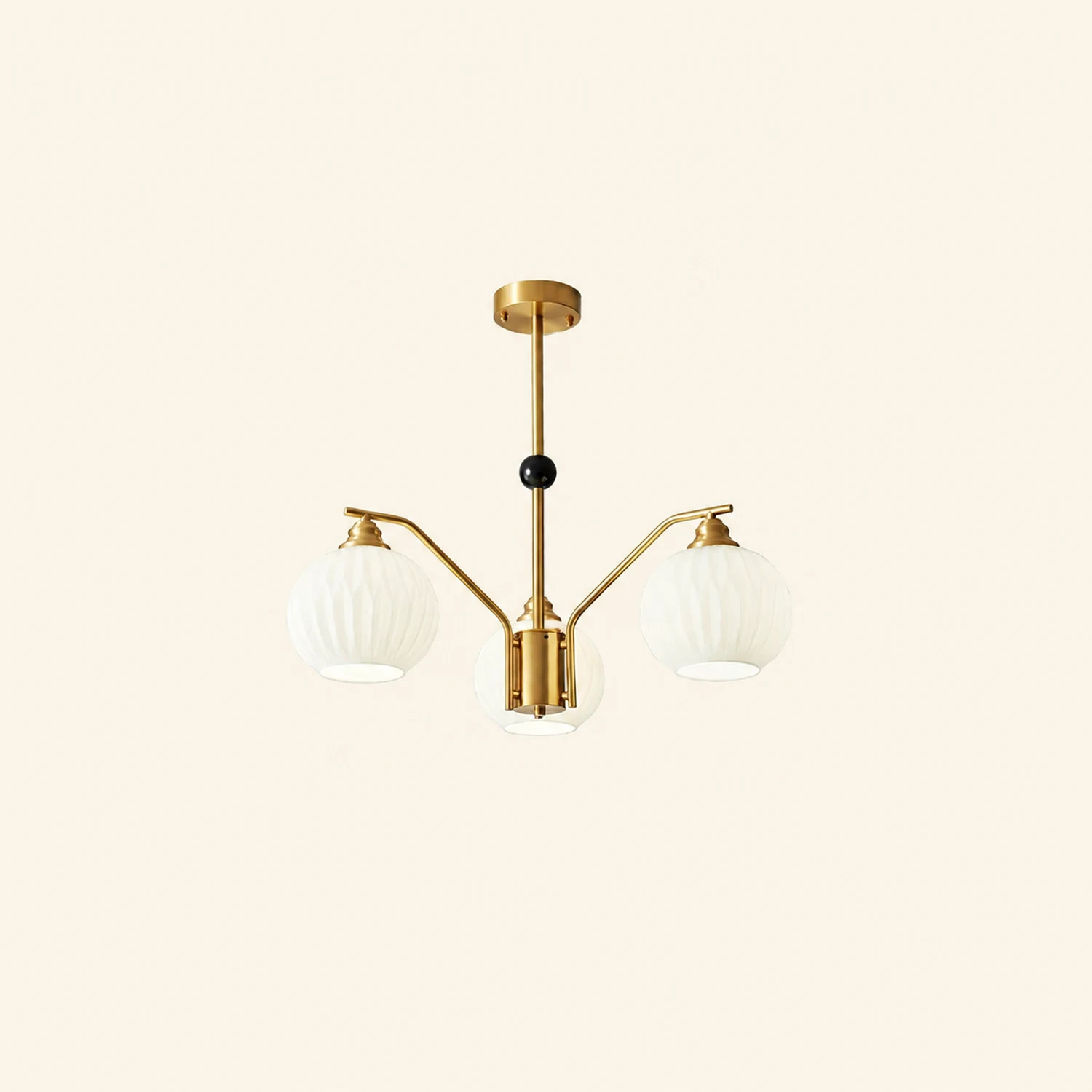 Ribbed Glass Gold Chandelier - Lumpaz
