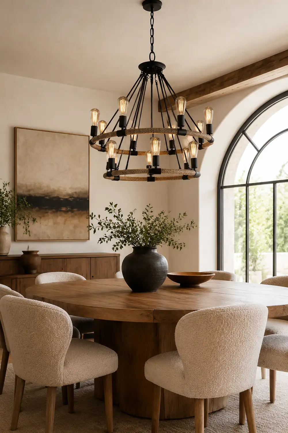Hemp Rope Industrial Large Circle Chandelier - Lumpaz