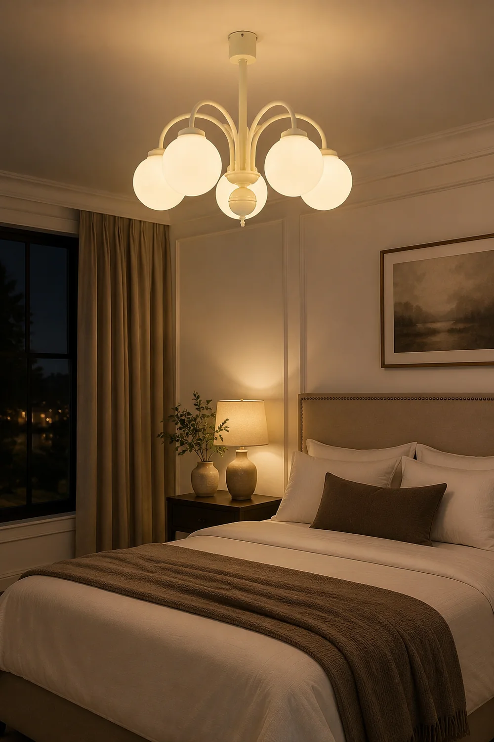 Cream Glass Sphere Chandelier - Lumpaz