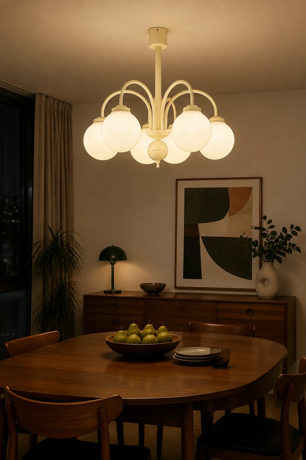 Cream Glass Sphere Chandelier - Lumpaz