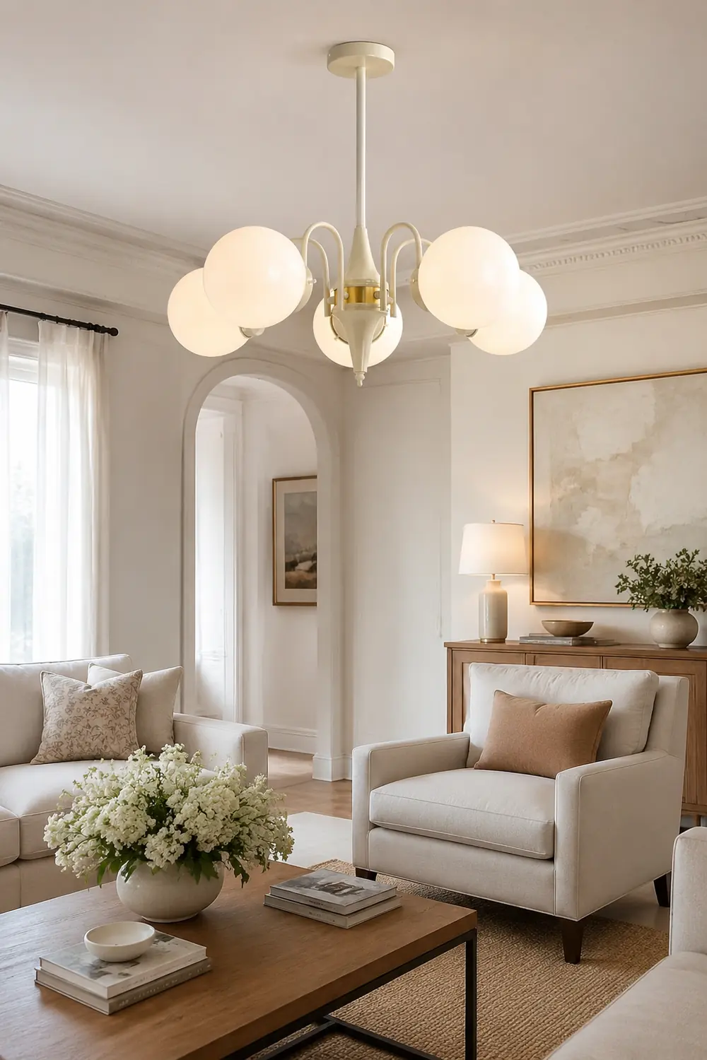 Cream Ball Chandelier - Lumpaz