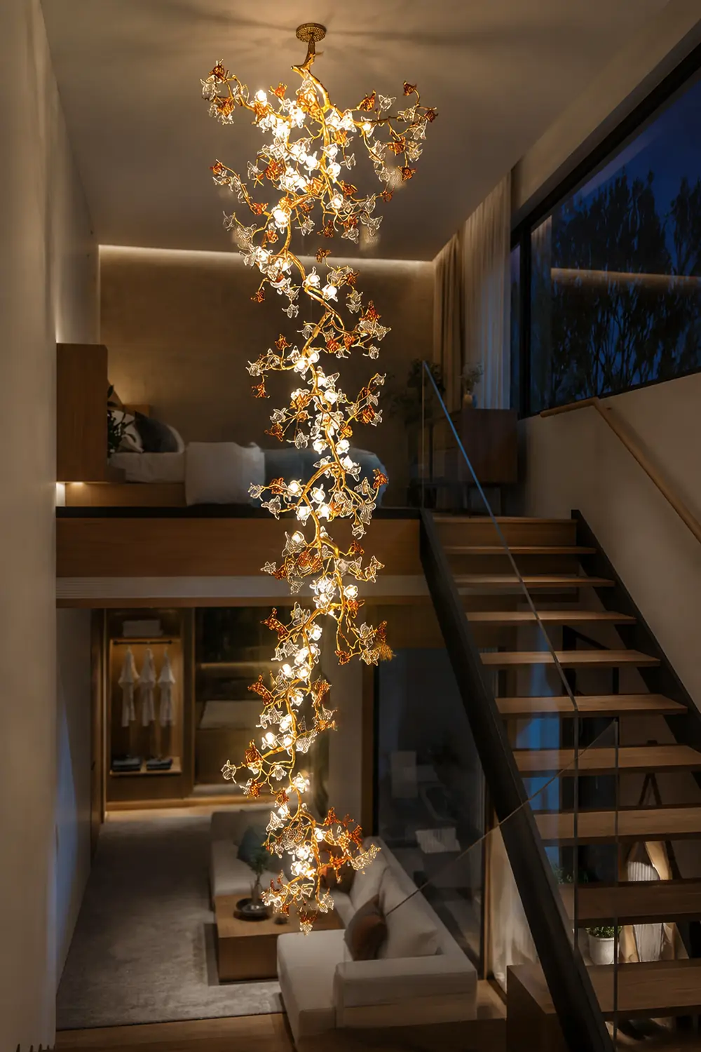 Brass Maple Branch Chandelier - Lumpaz