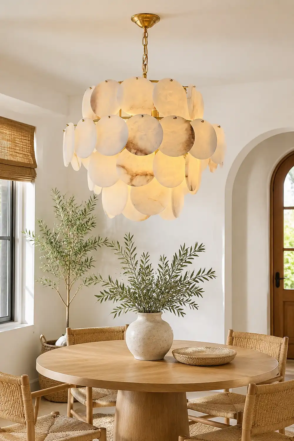 Alabaster Shell Brass Chandelier - Lumpaz