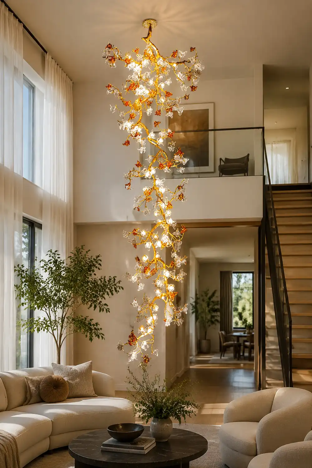Brass Maple Branch Chandelier - Lumpaz