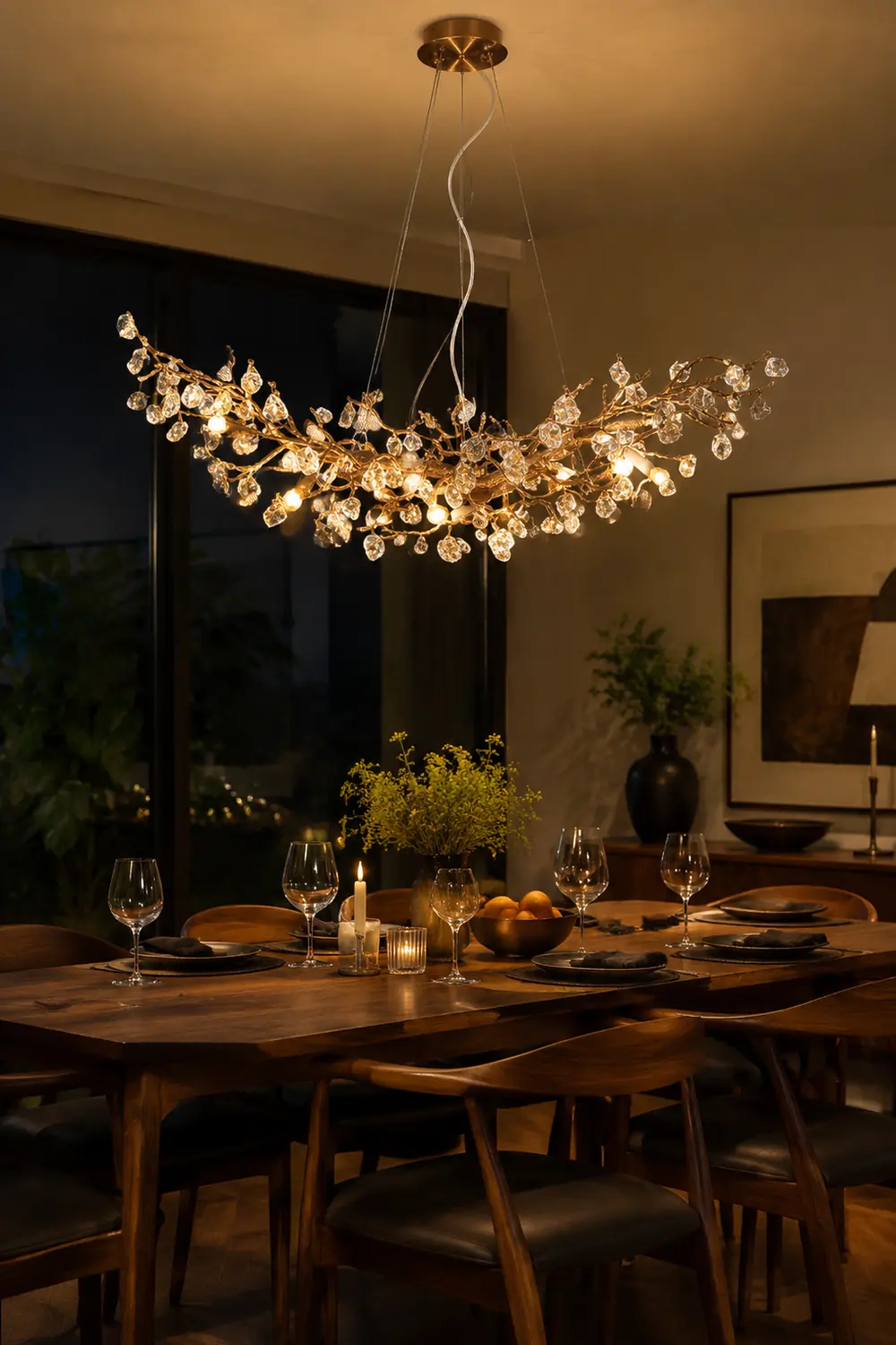 Stone Crystal Brass Chandelier - Lumpaz