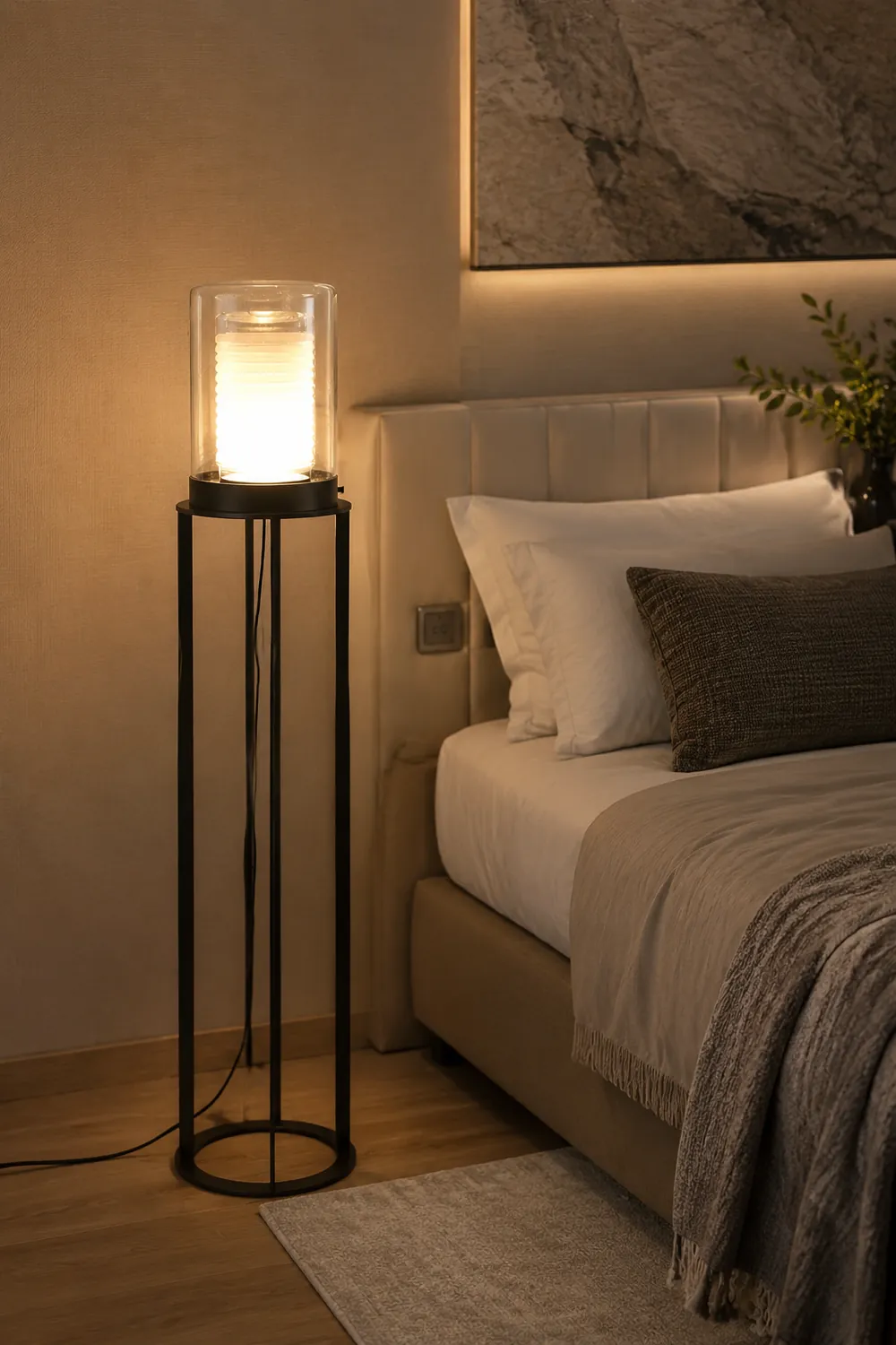 Dual Cylinder Glass Floor Lamp - Lumpaz