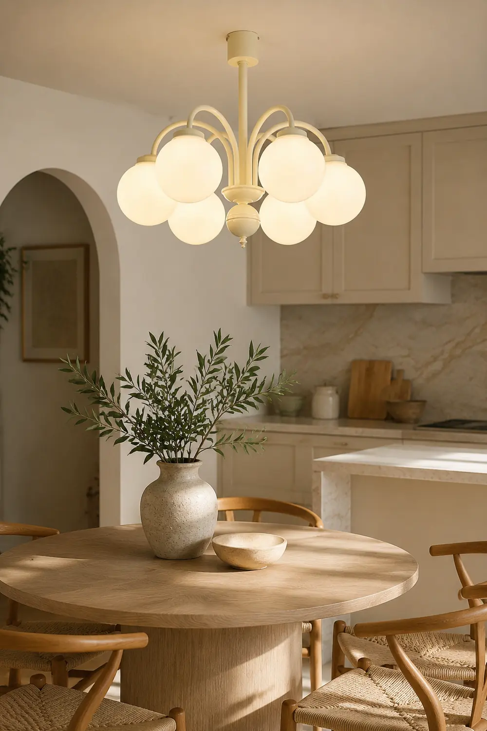 Cream Glass Sphere Chandelier - Lumpaz