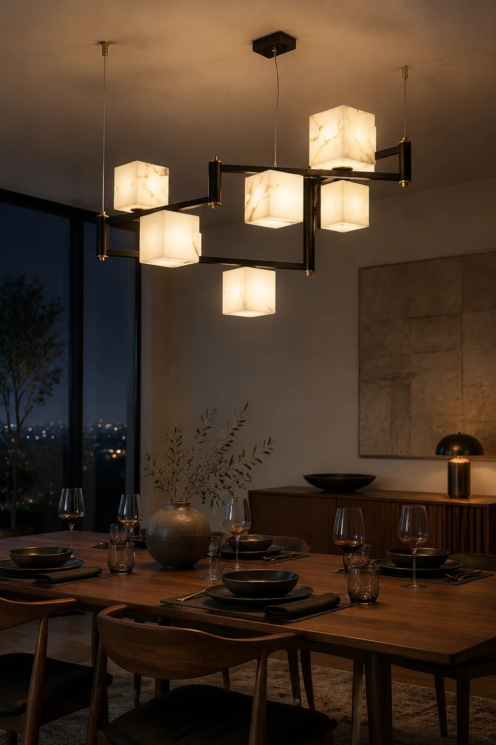 Alabaster Square Box Chandelier - Lumpaz