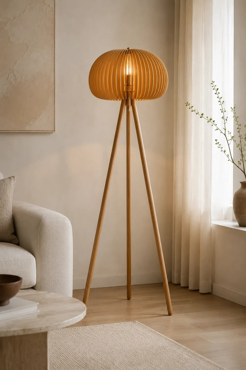 Wooden Pumpkin Floor Lamp - Lumpaz