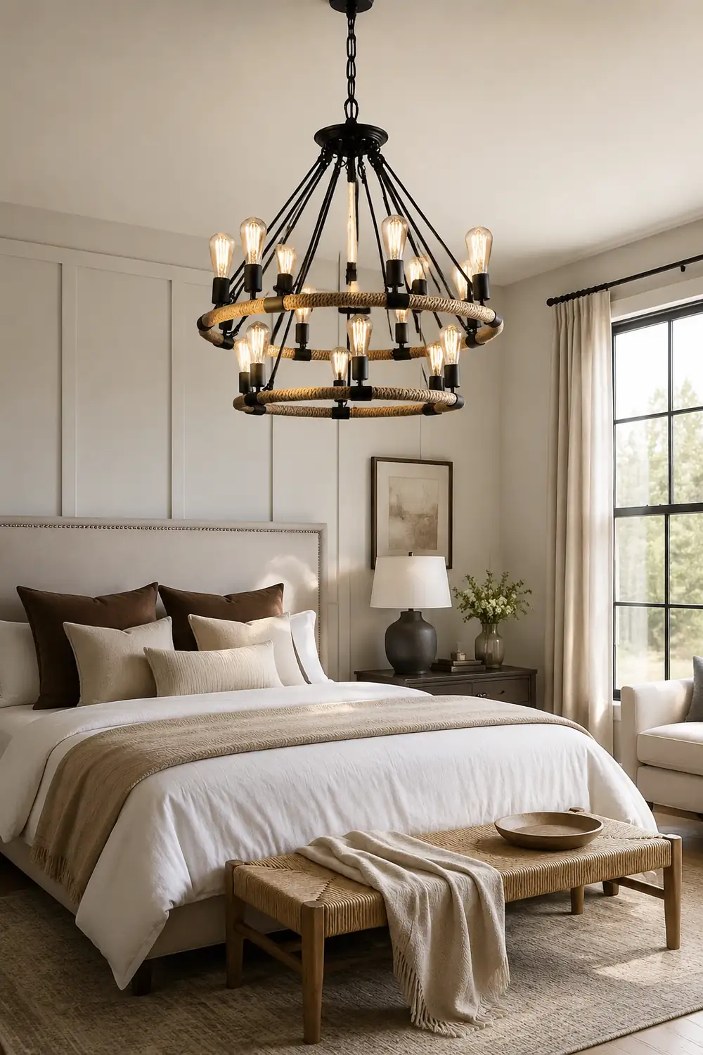 Hemp Rope Industrial Large Circle Chandelier - Lumpaz