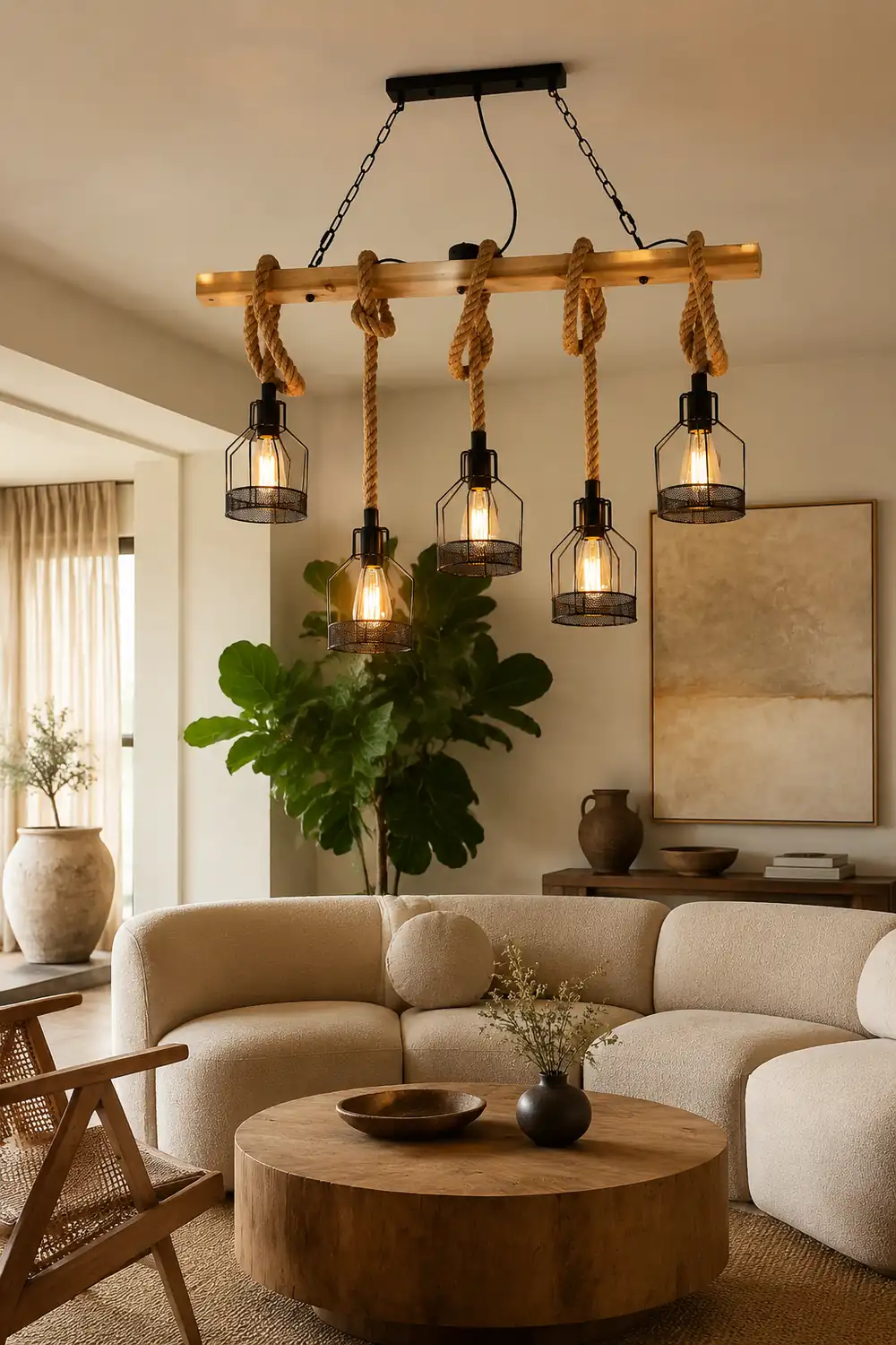 Hemp Rope Industrial Grenade Chandelier - Lumpaz