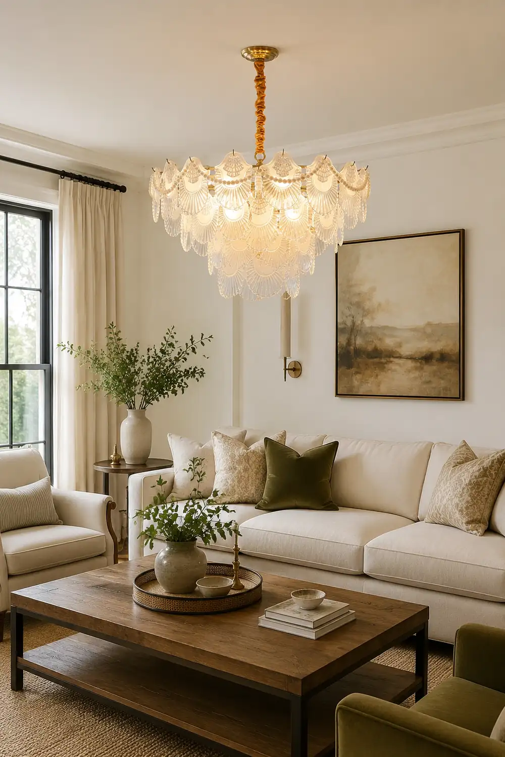 Pearl Glass Shell Chandelier - Lumpaz
