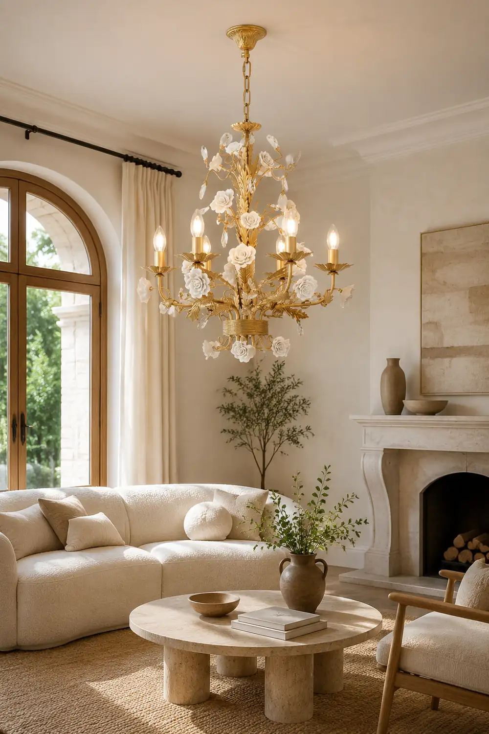 White Rose Crystal Chandelier - Lumpaz