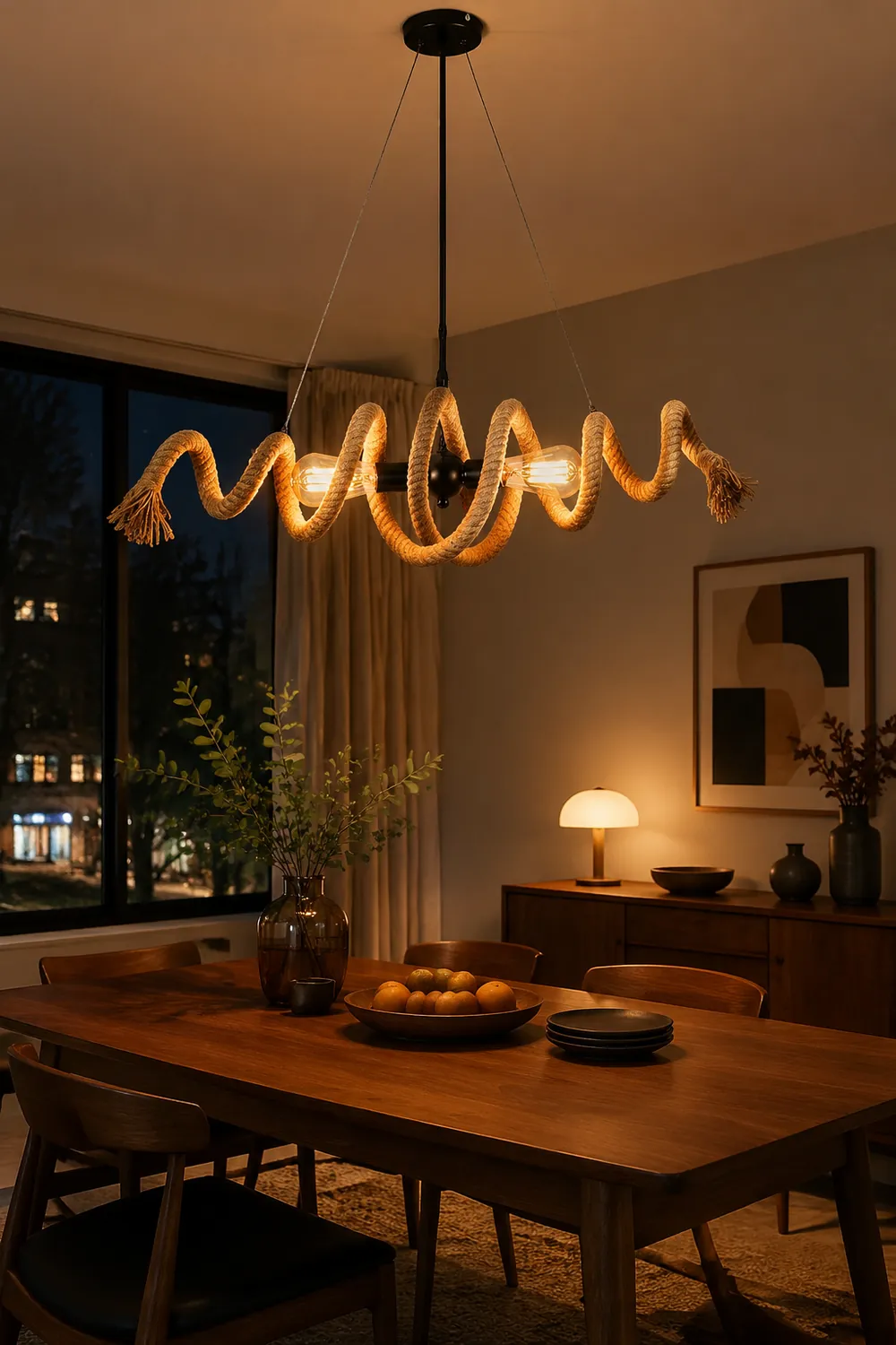 Hemp Rope Industrial Spiral Chandelier - Lumpaz