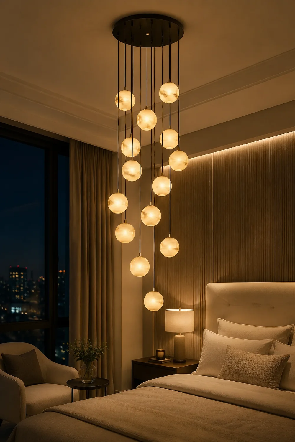 Alabaster Balls Cluster Chandelier - Lumpaz