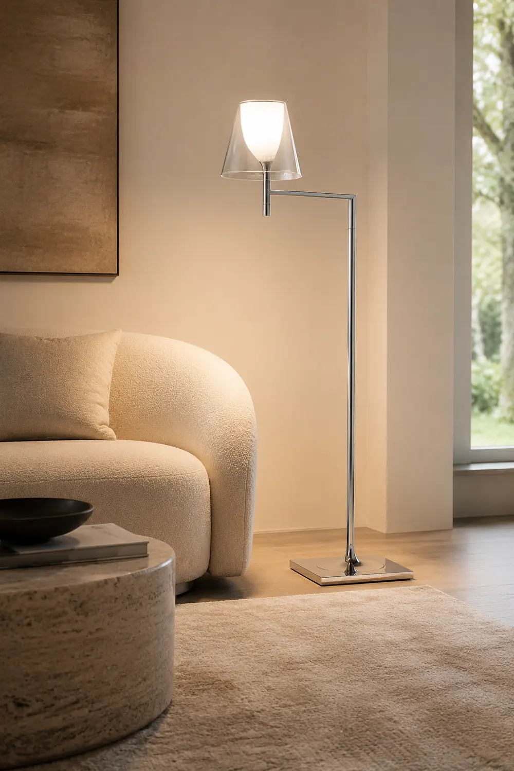 Chrome Prism Bending Floor Light - Lumpaz