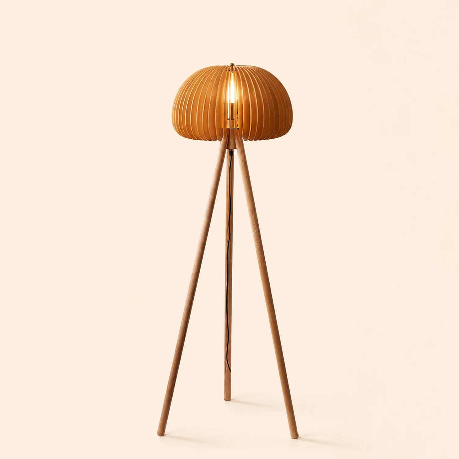 Wooden Pumpkin Floor Lamp - Lumpaz