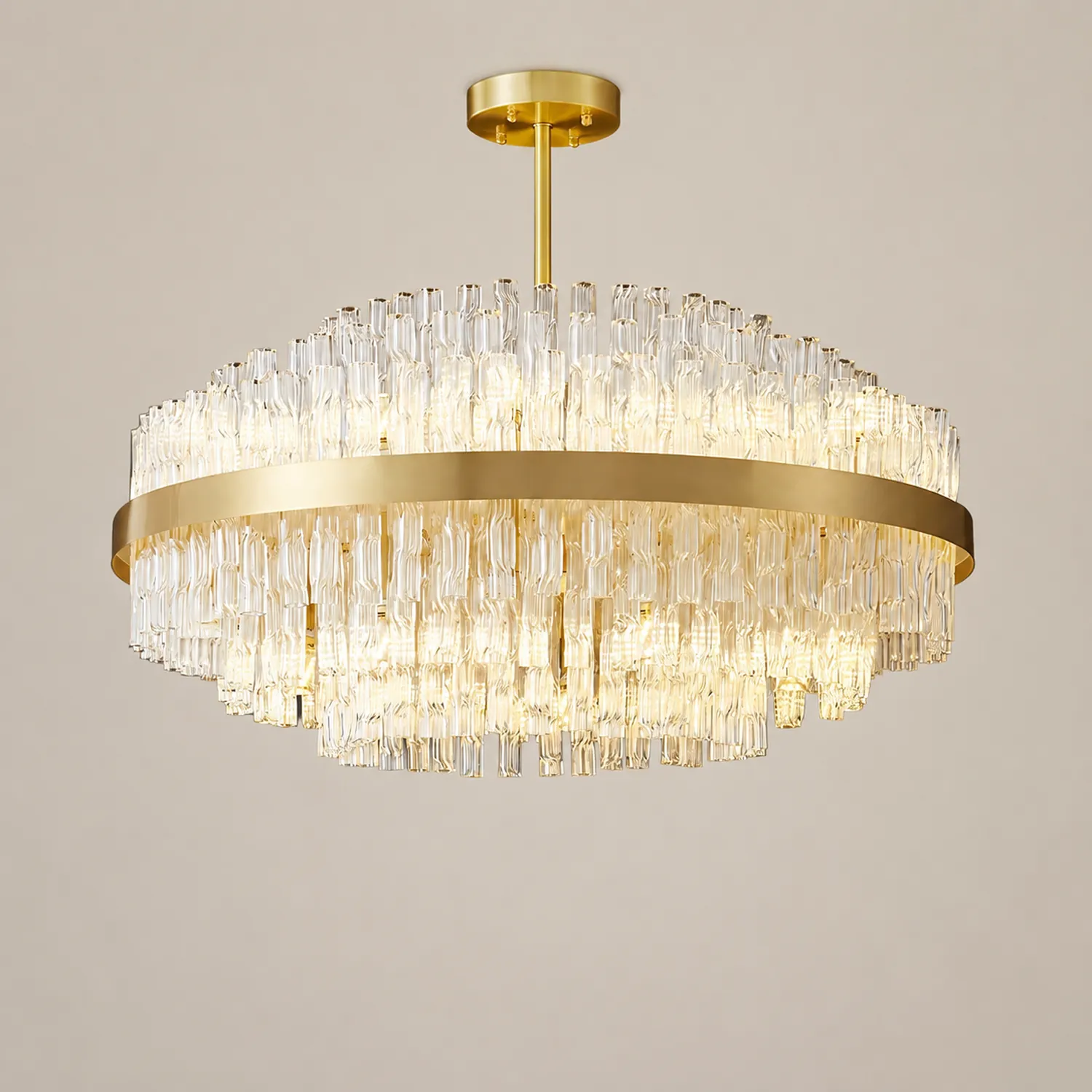 Gold & Clear Rod Chandelier - Lumpaz