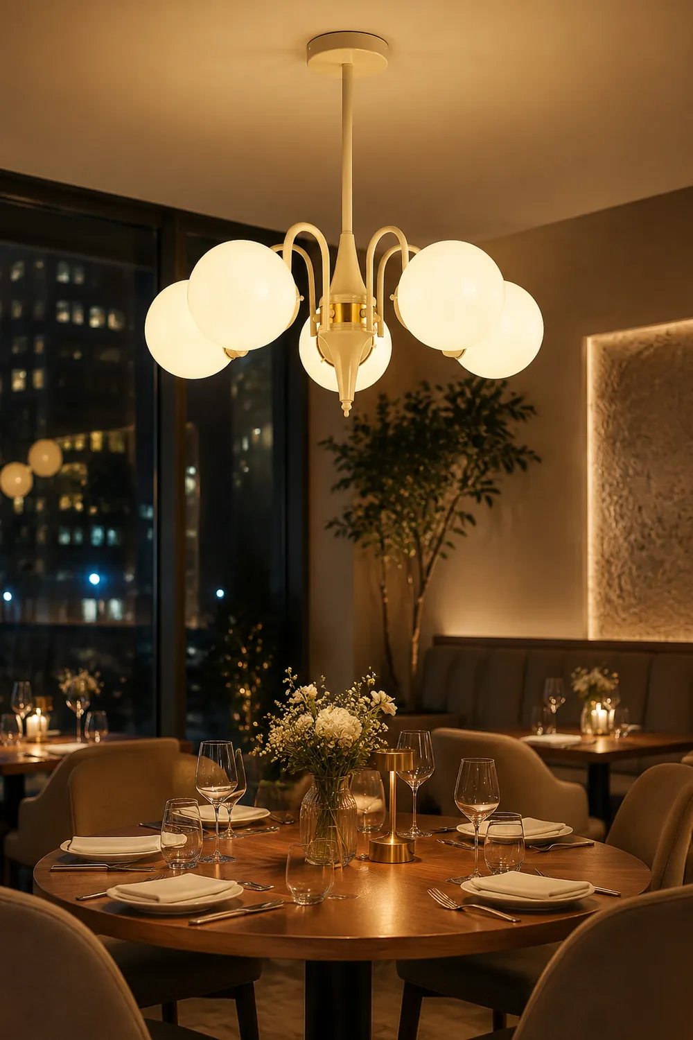 Cream Ball Chandelier - Lumpaz