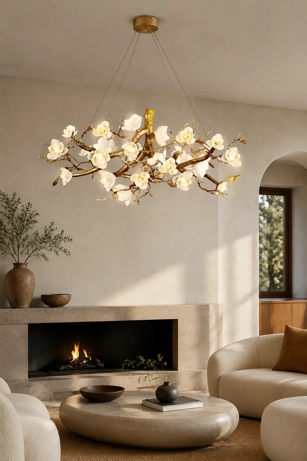 Flower Bloom Branch Brass Chandelier - Lumpaz