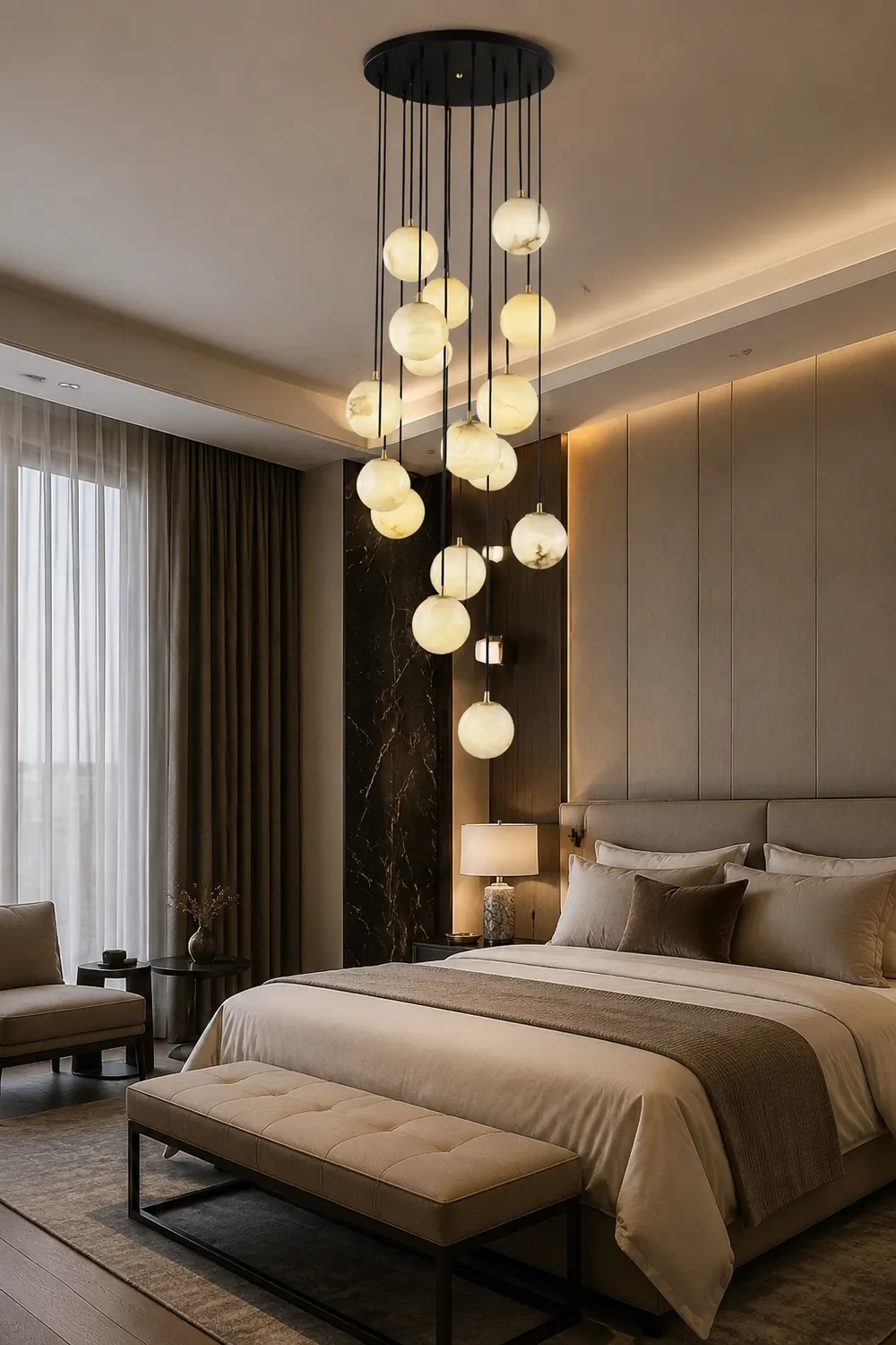 Alabaster Balls Cluster Chandelier - Lumpaz