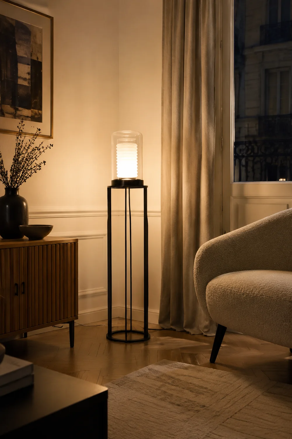 Dual Cylinder Glass Floor Lamp - Lumpaz