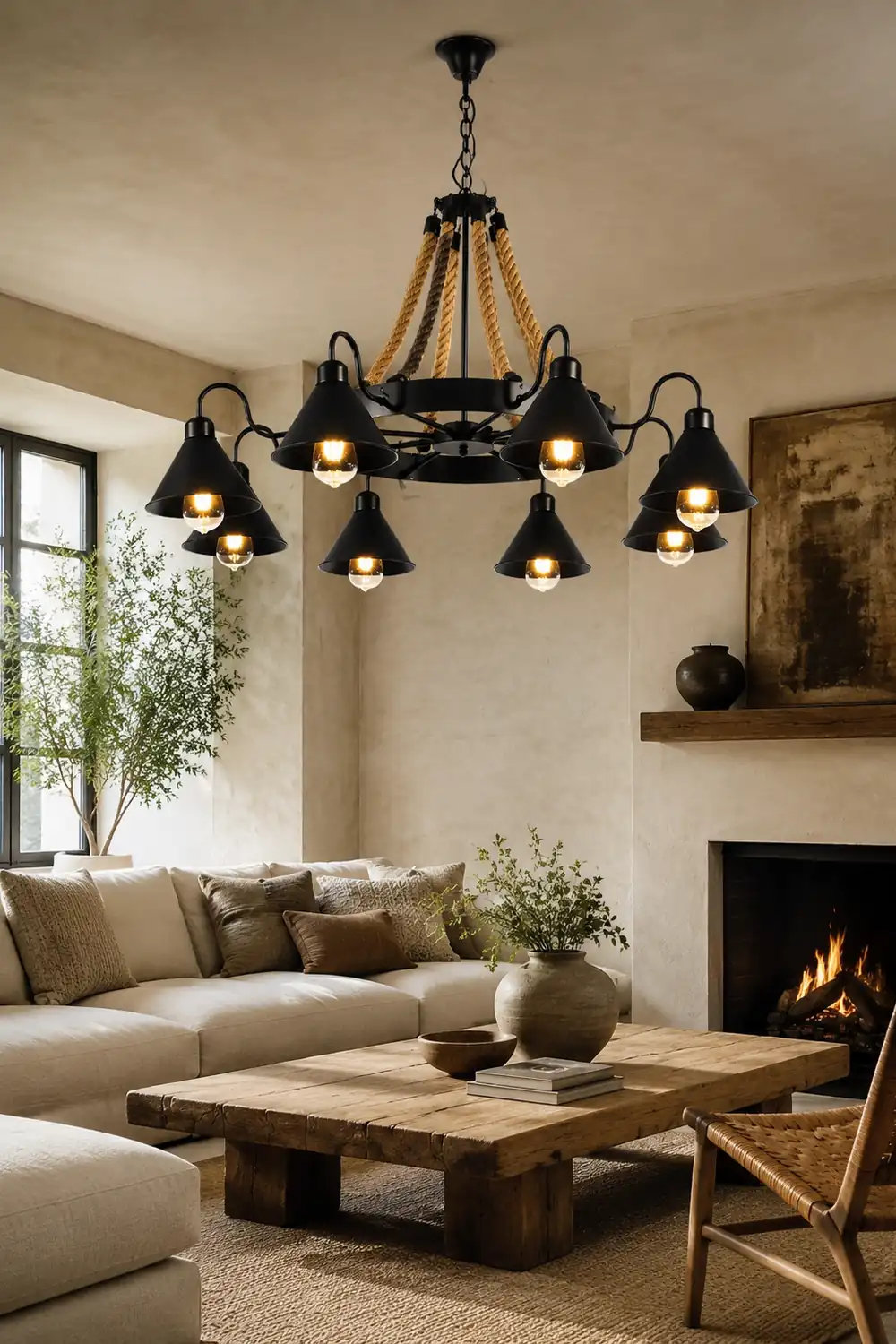 Hemp Rope Industrial Horn Chandelier - Lumpaz