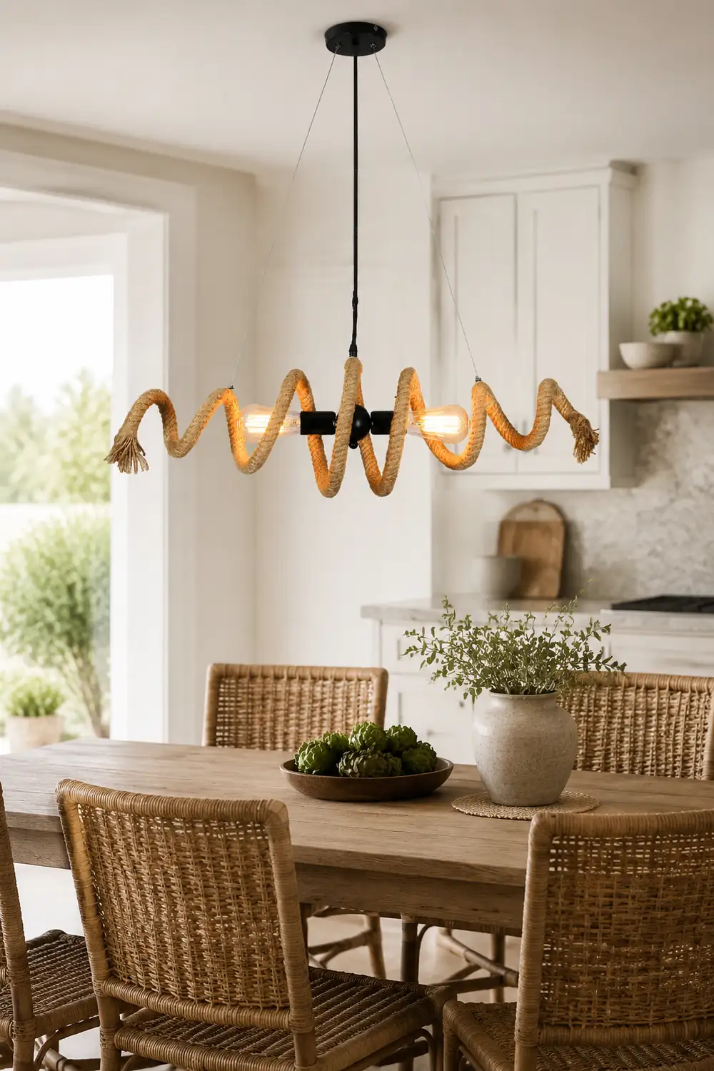Hemp Rope Industrial Spiral Chandelier - Lumpaz