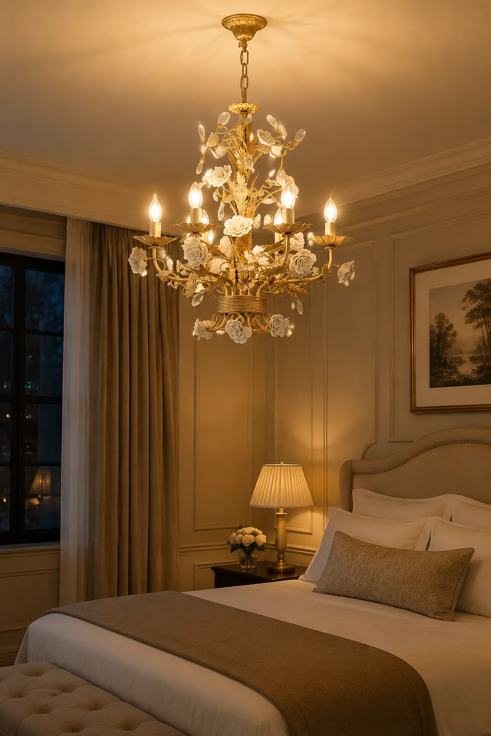 White Rose Crystal Chandelier - Lumpaz