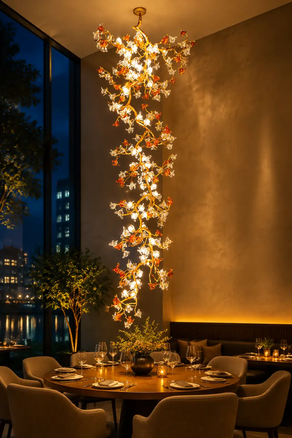 Brass Maple Branch Chandelier - Lumpaz