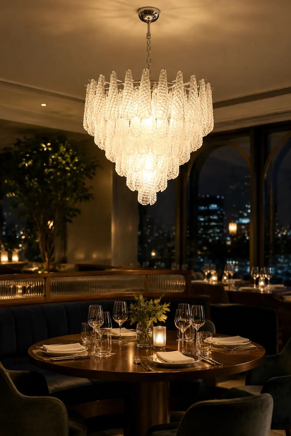 Grid Glass Waterfall Chandelier - Lumpaz