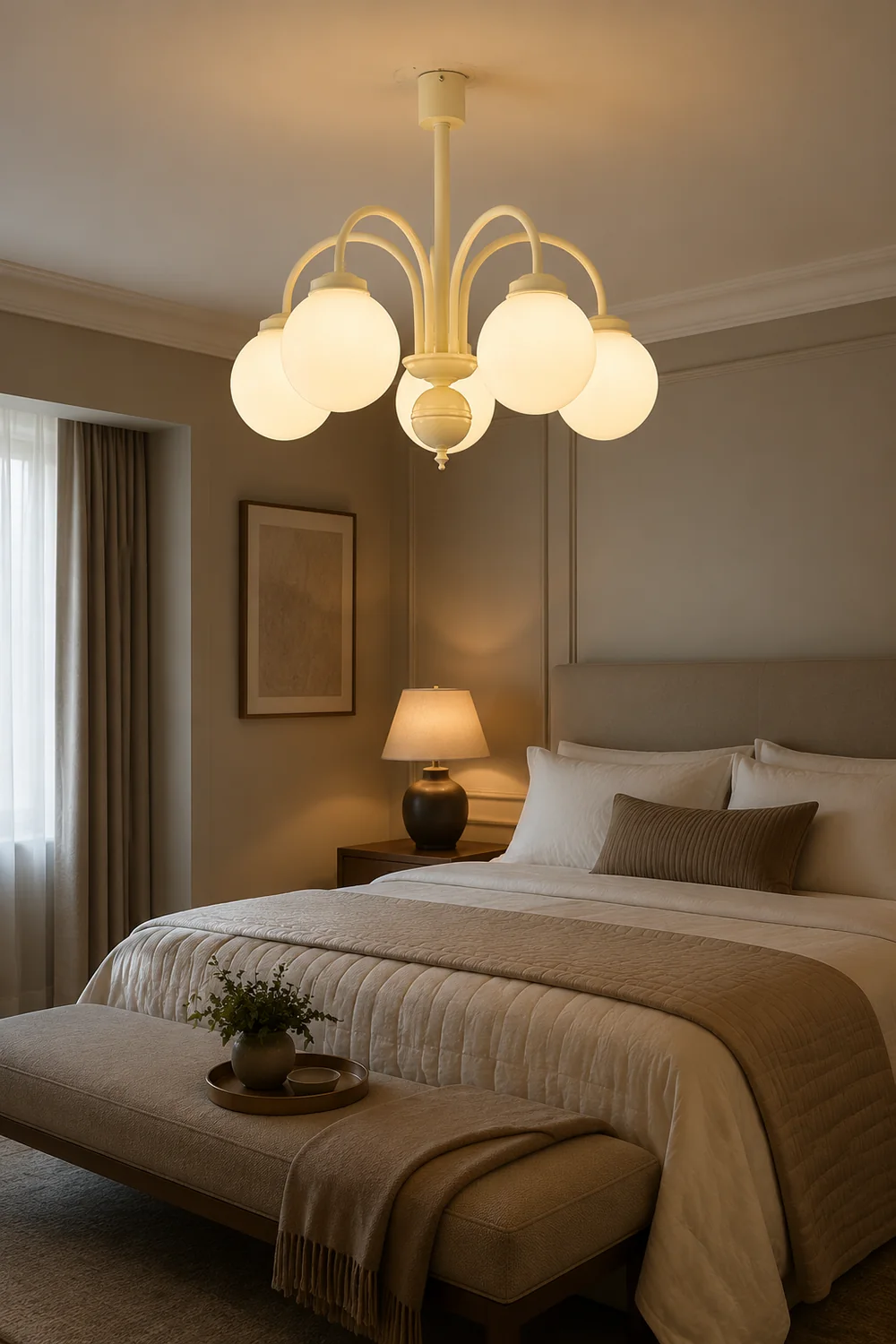 Cream Glass Sphere Chandelier - Lumpaz