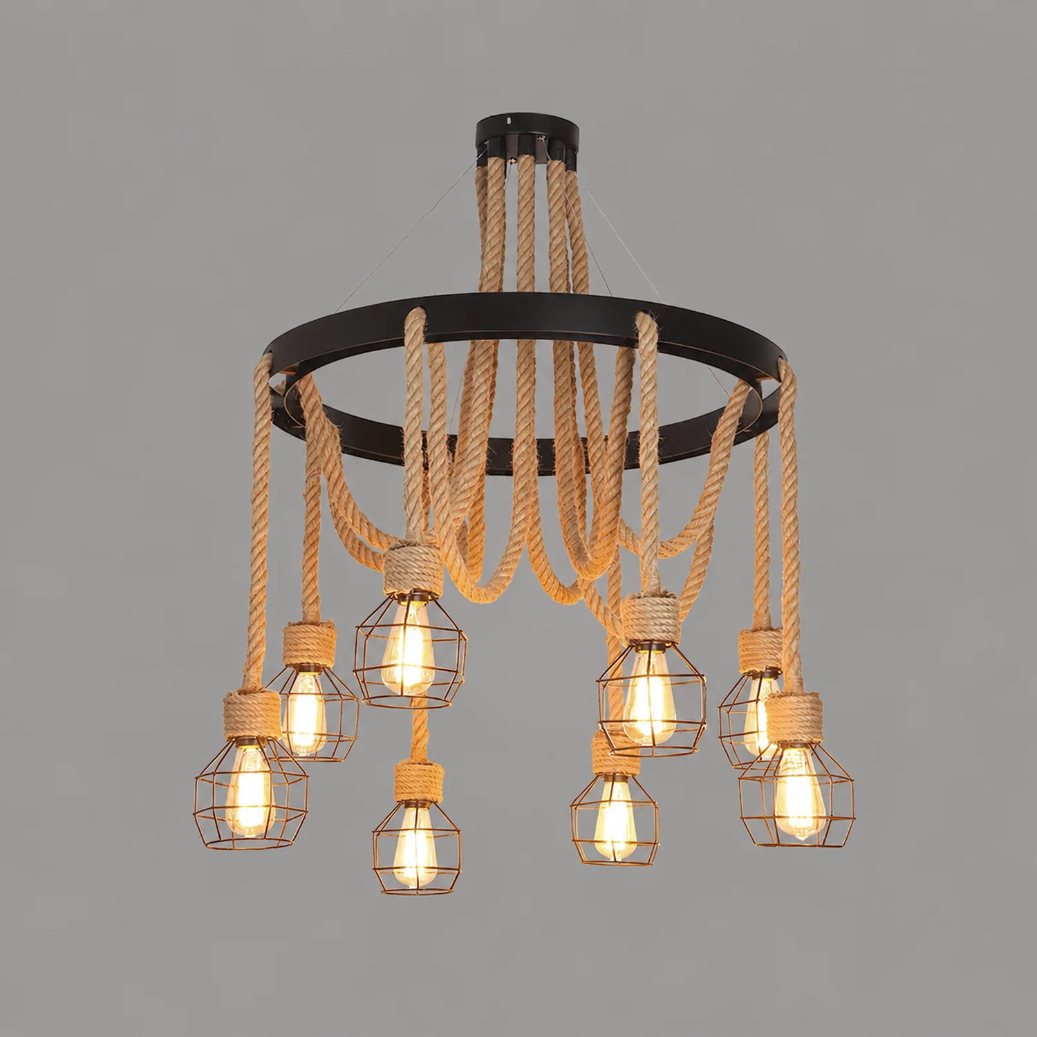 Hemp Rope Industrial Starfall Chandelier - Lumpaz