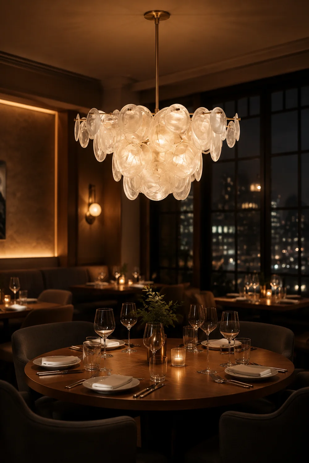 Brass Discs Cascading Chandelier - Lumpaz