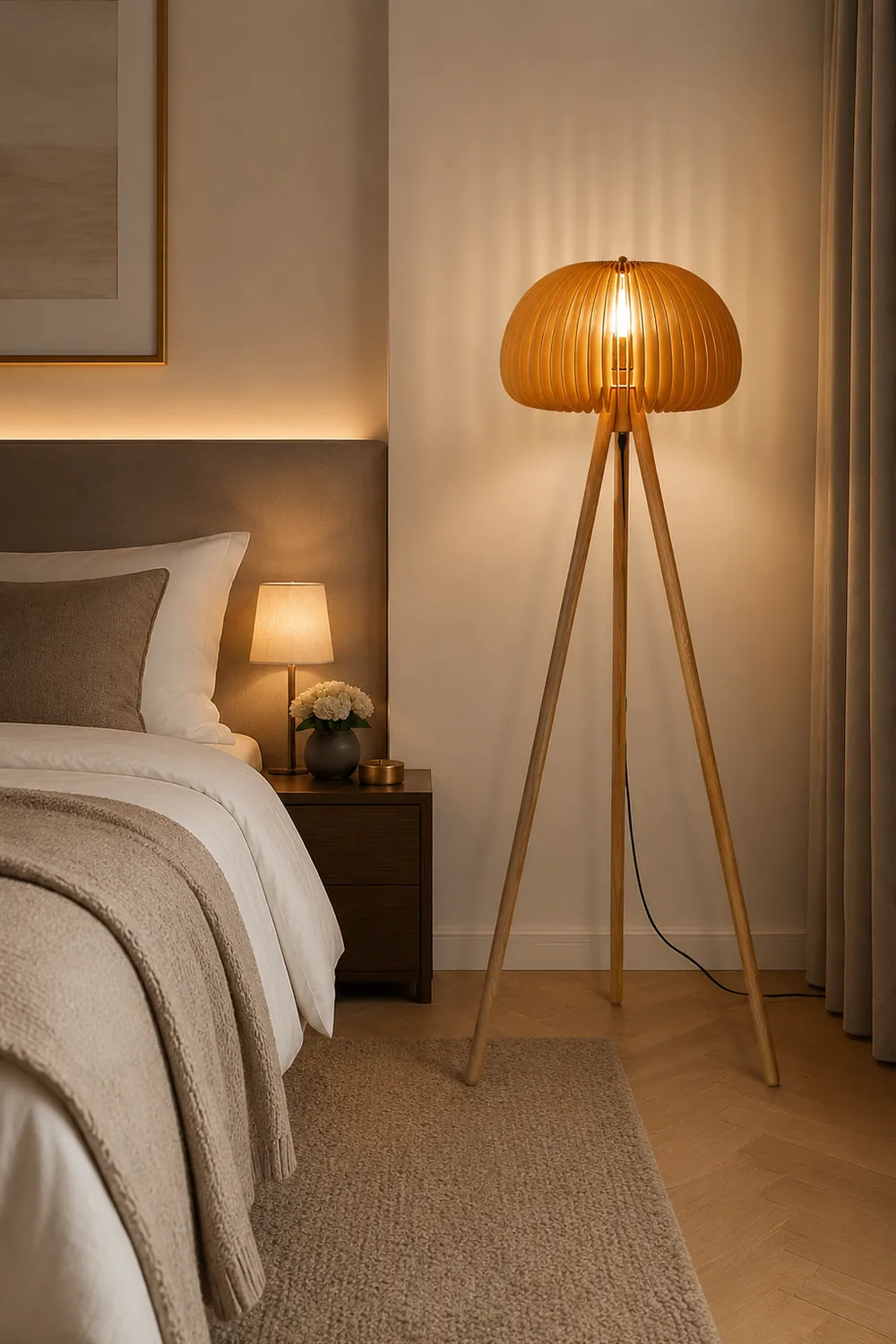 Wooden Pumpkin Floor Lamp - Lumpaz