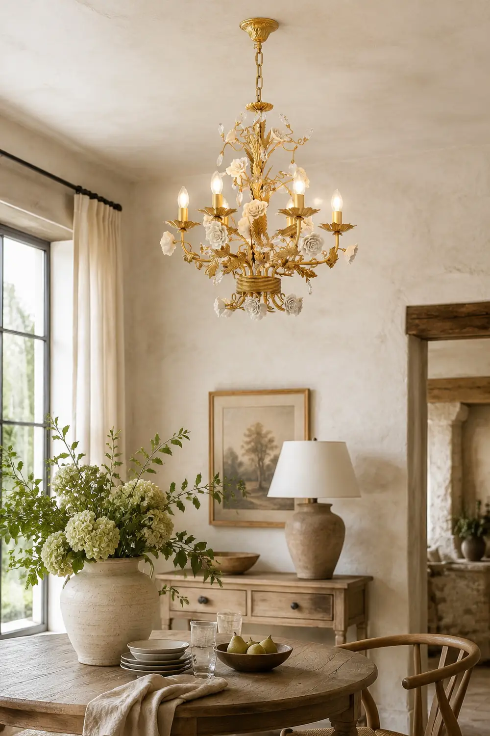 White Rose Crystal Chandelier - Lumpaz