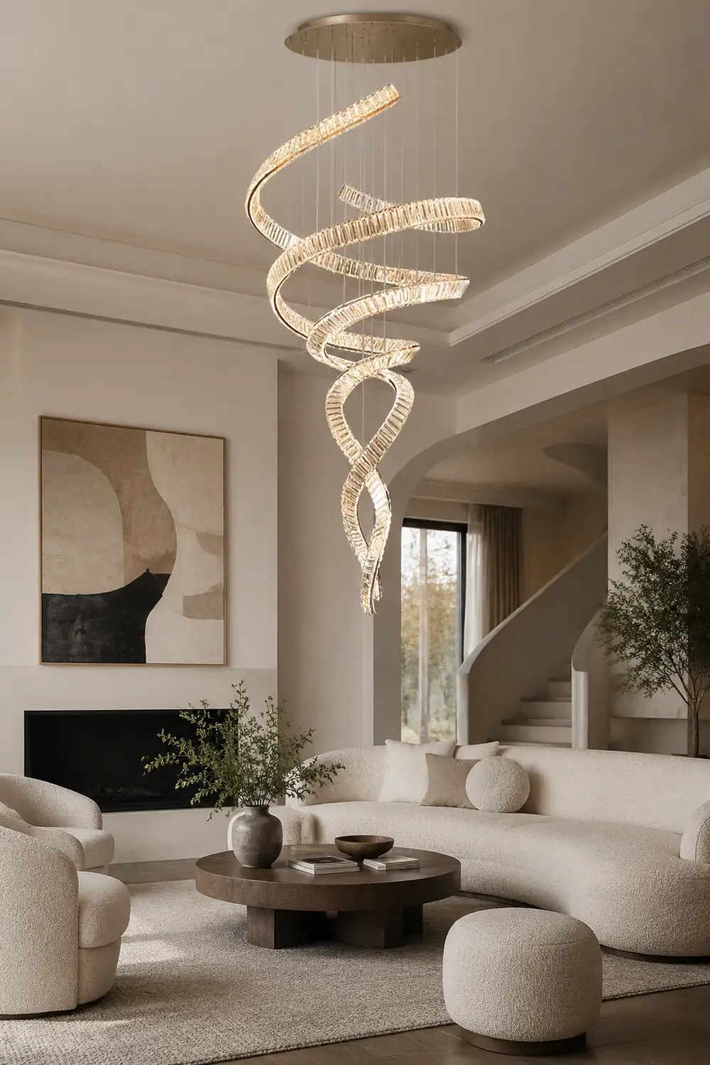 Long Spiral Crystal Chandelier - Lumpaz