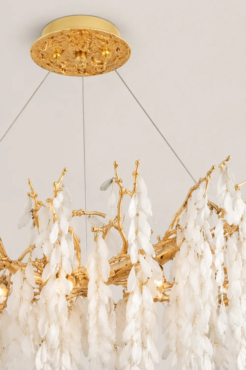 White Jade Branch Brass Chandelier - Lumpaz