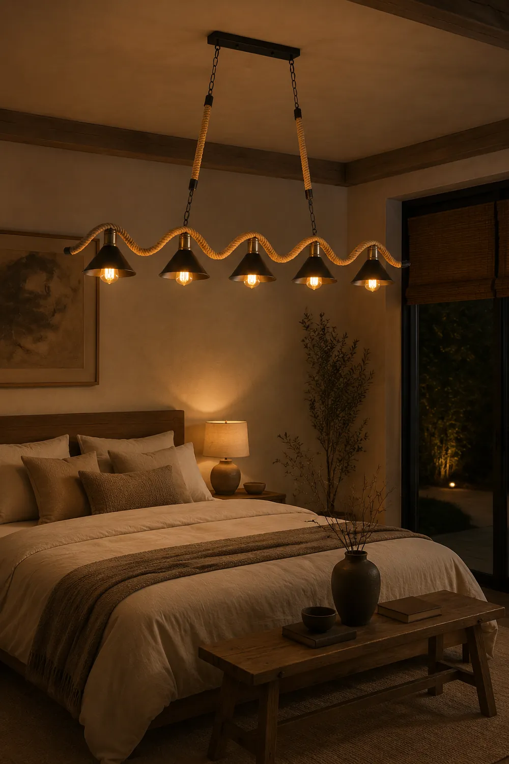 Hemp Rope Industrial Wave Chandelier - Lumpaz
