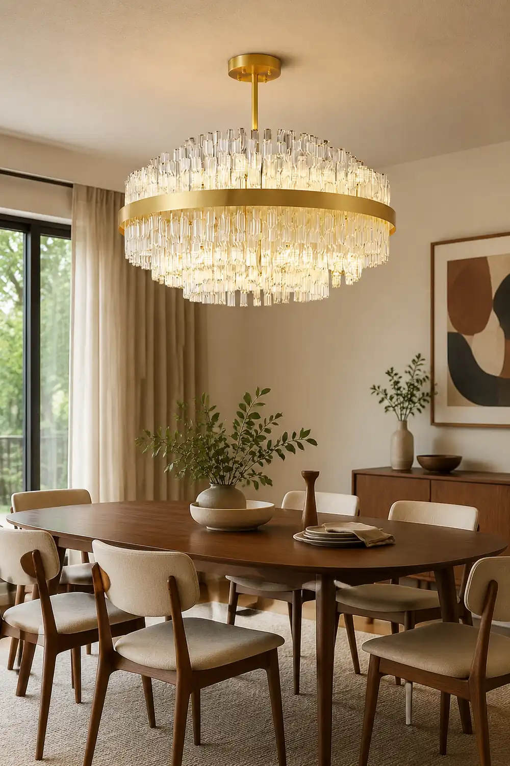 Gold & Clear Rod Chandelier - Lumpaz
