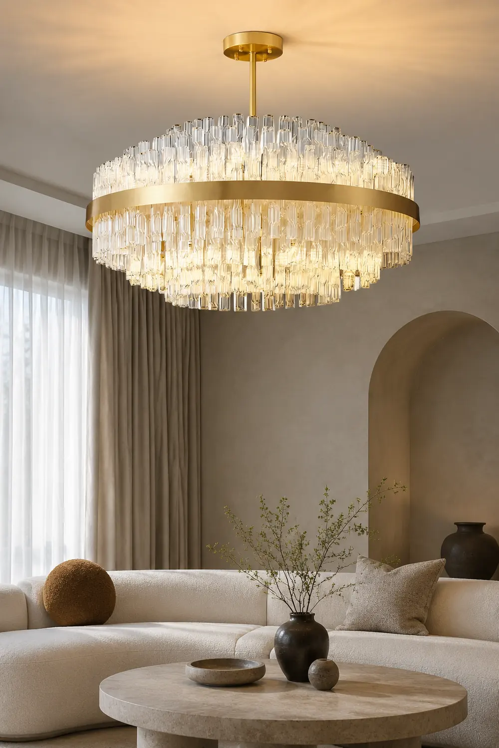 Gold & Clear Rod Chandelier - Lumpaz