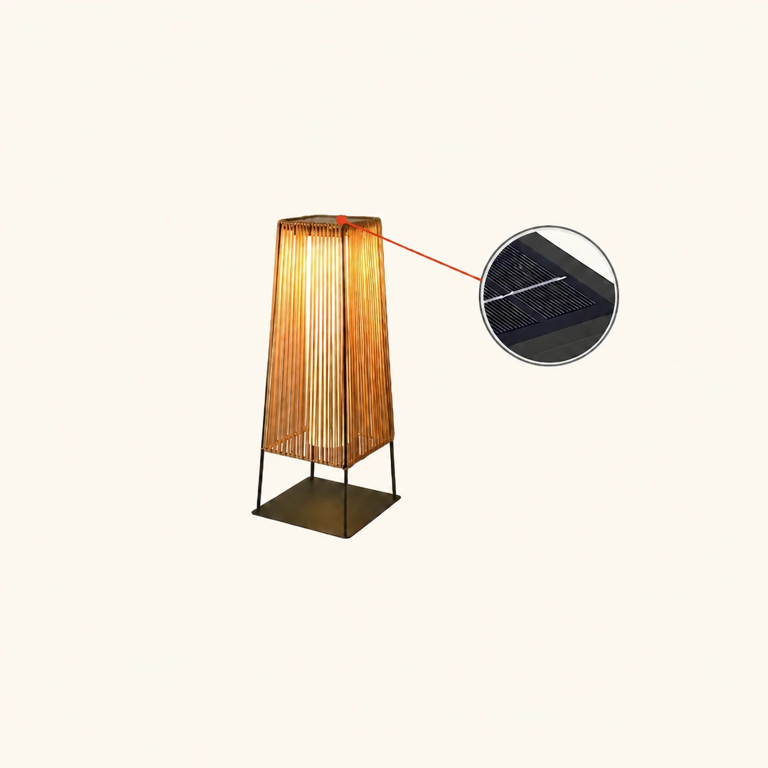 Plastic Rattan Outdoor Post Light with Solar Panel - Lumpaz