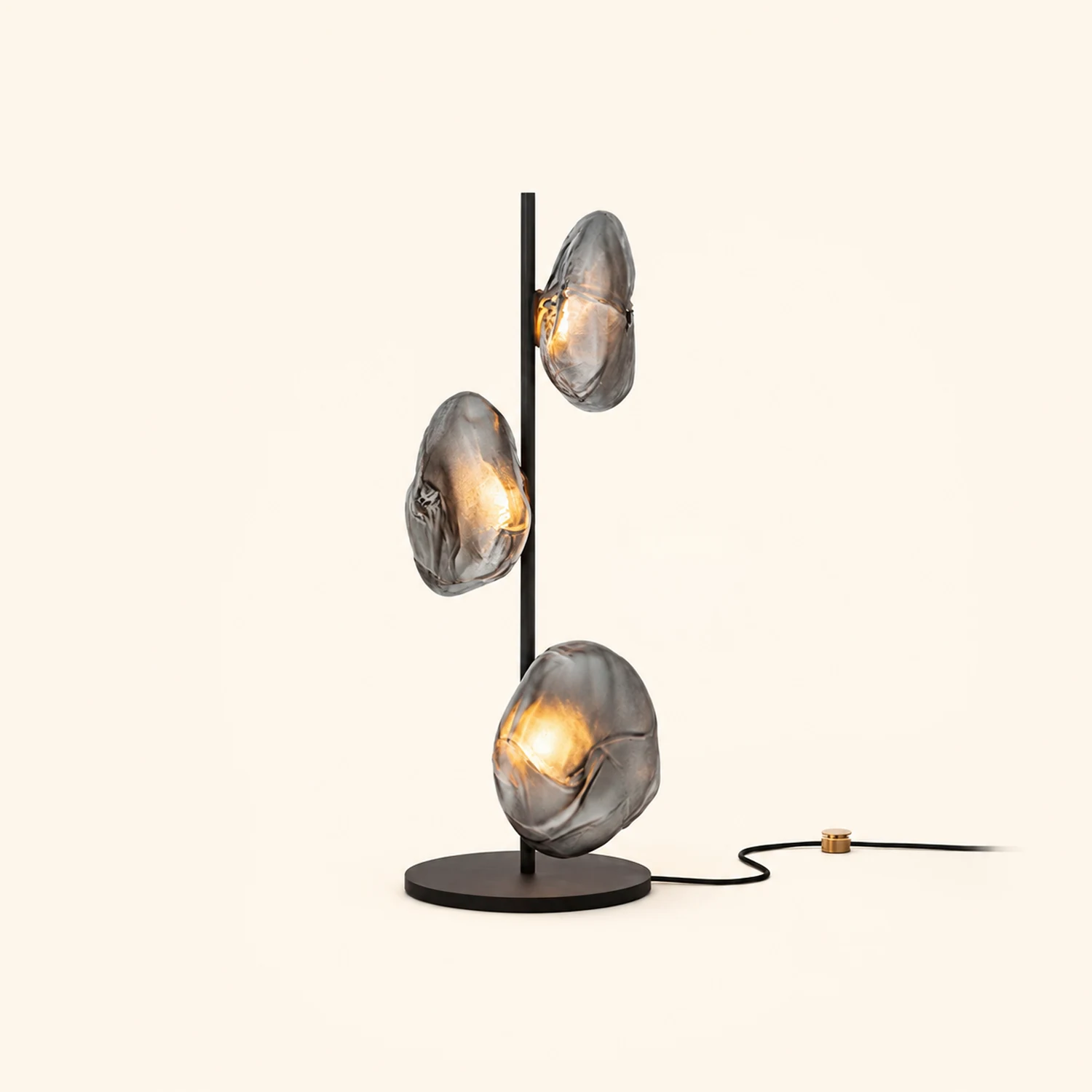 Byres Designer Unregelmäßige Metall/Keramik Tischlampe, Gold/Klar/Grau/Schwarz - Lumpaz