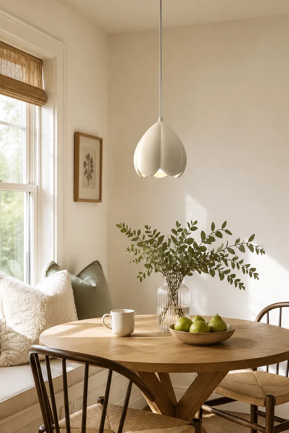 French Style Creamy Hanging Lamp Rustic Nature-Inspired Design Pendant Light - Lumpaz