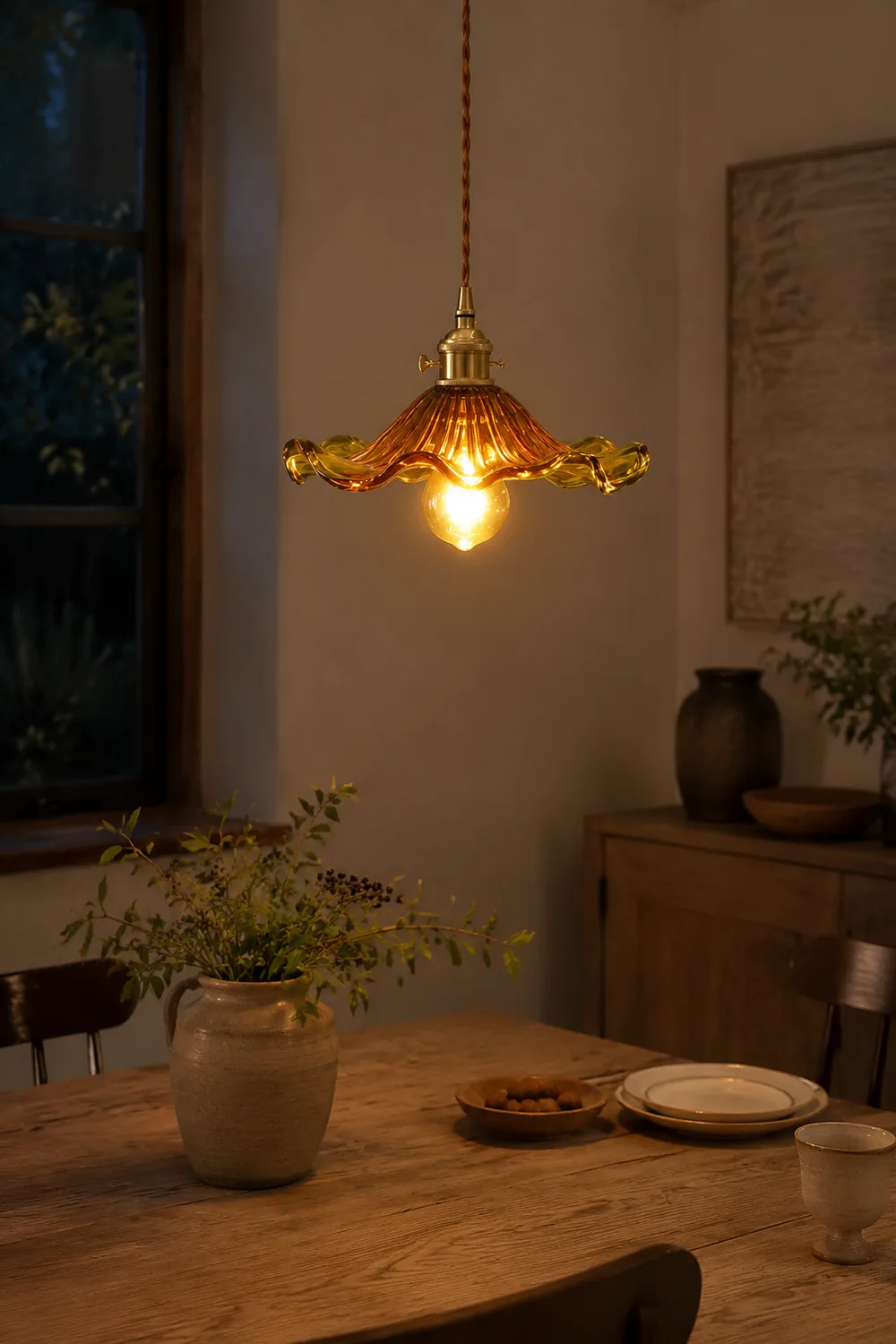 Stylish Hibiscus Flower Glass Pendant Light - Lumpaz