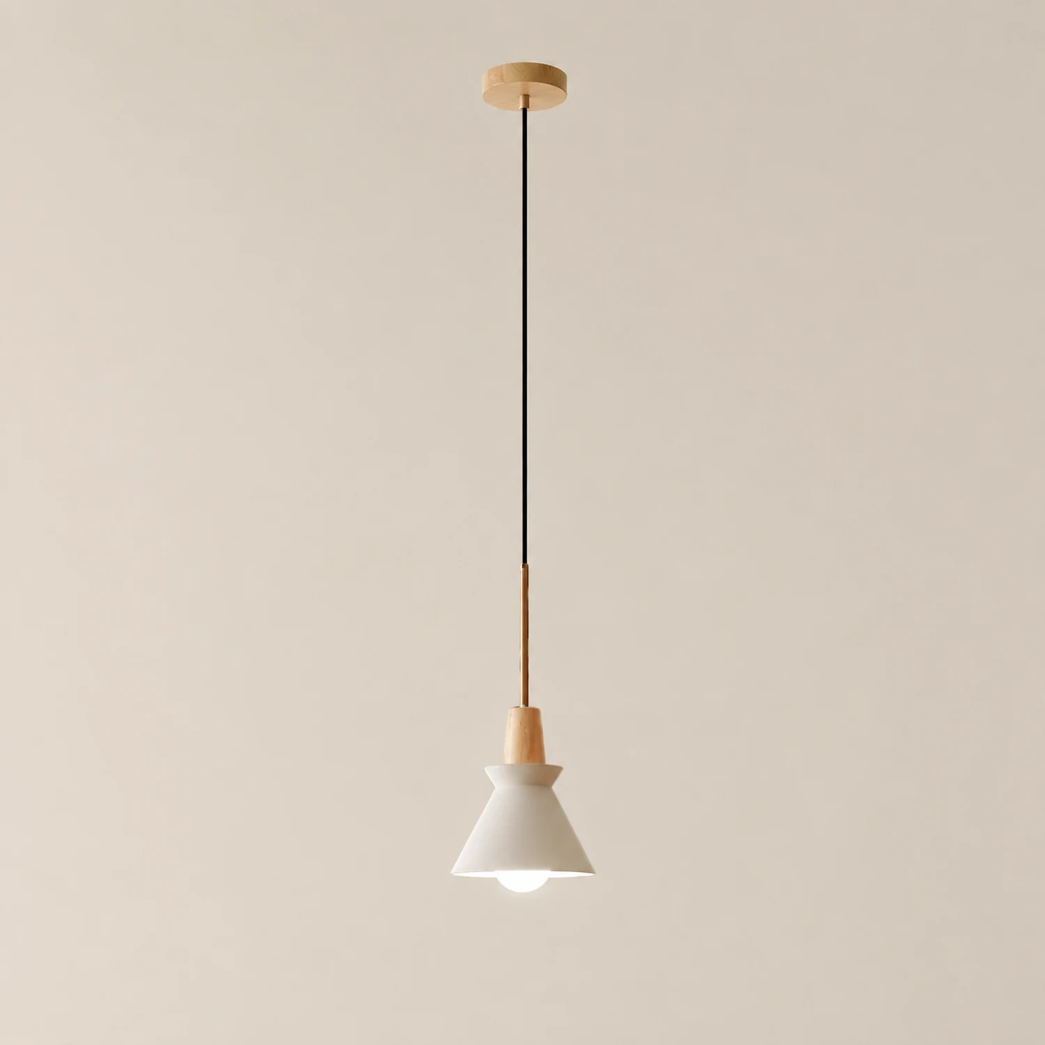 Modern White Concrete Cone Pendant Light - Lumpaz