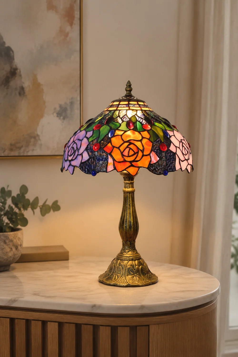 Alessio Design Bunt LED Tischlampe mit Kuppelschirm Wohn/Schlafzimmer Metall&Glas - Lumpaz
