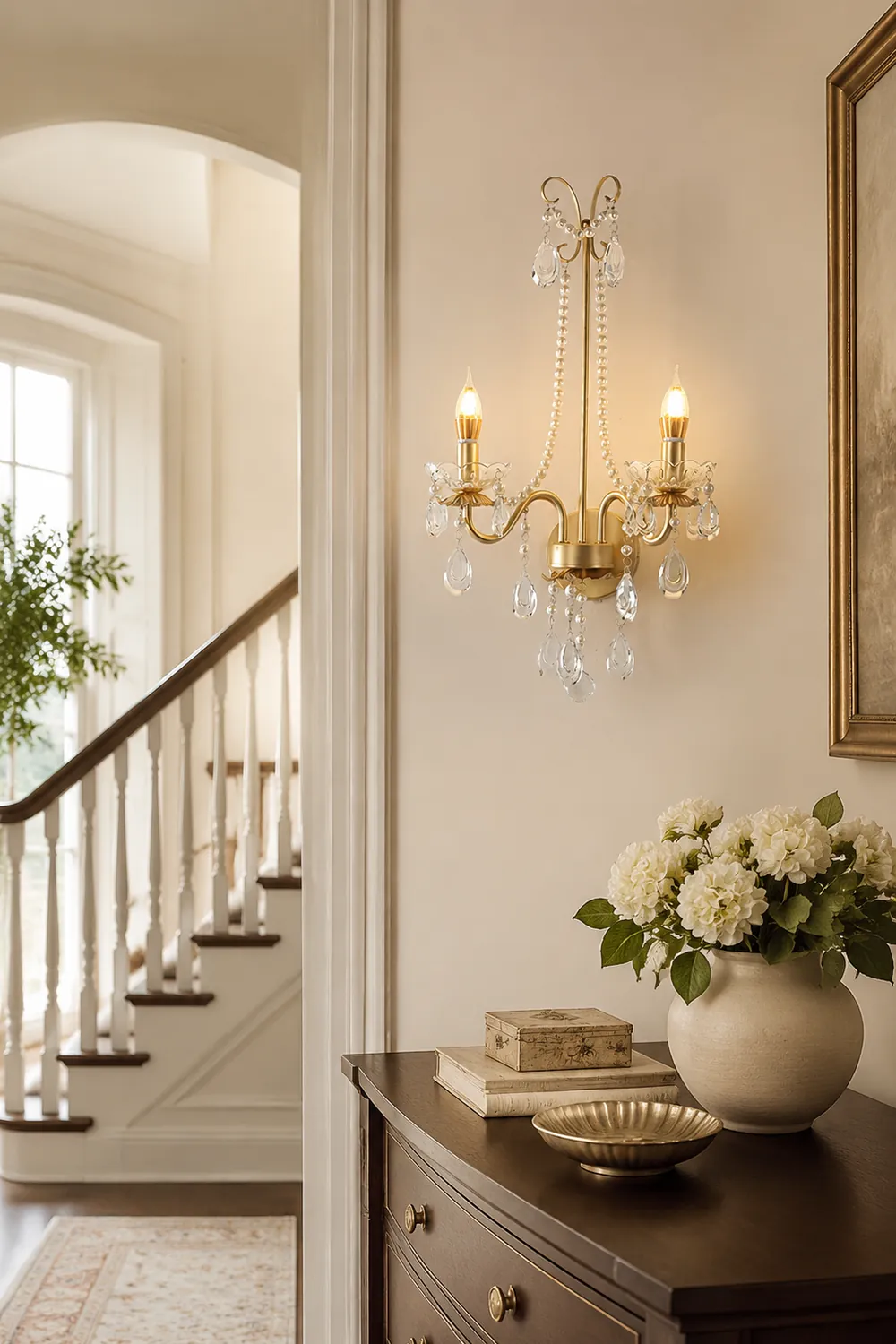 Crystal Pearl Chain Wall Lamp - Lumpaz