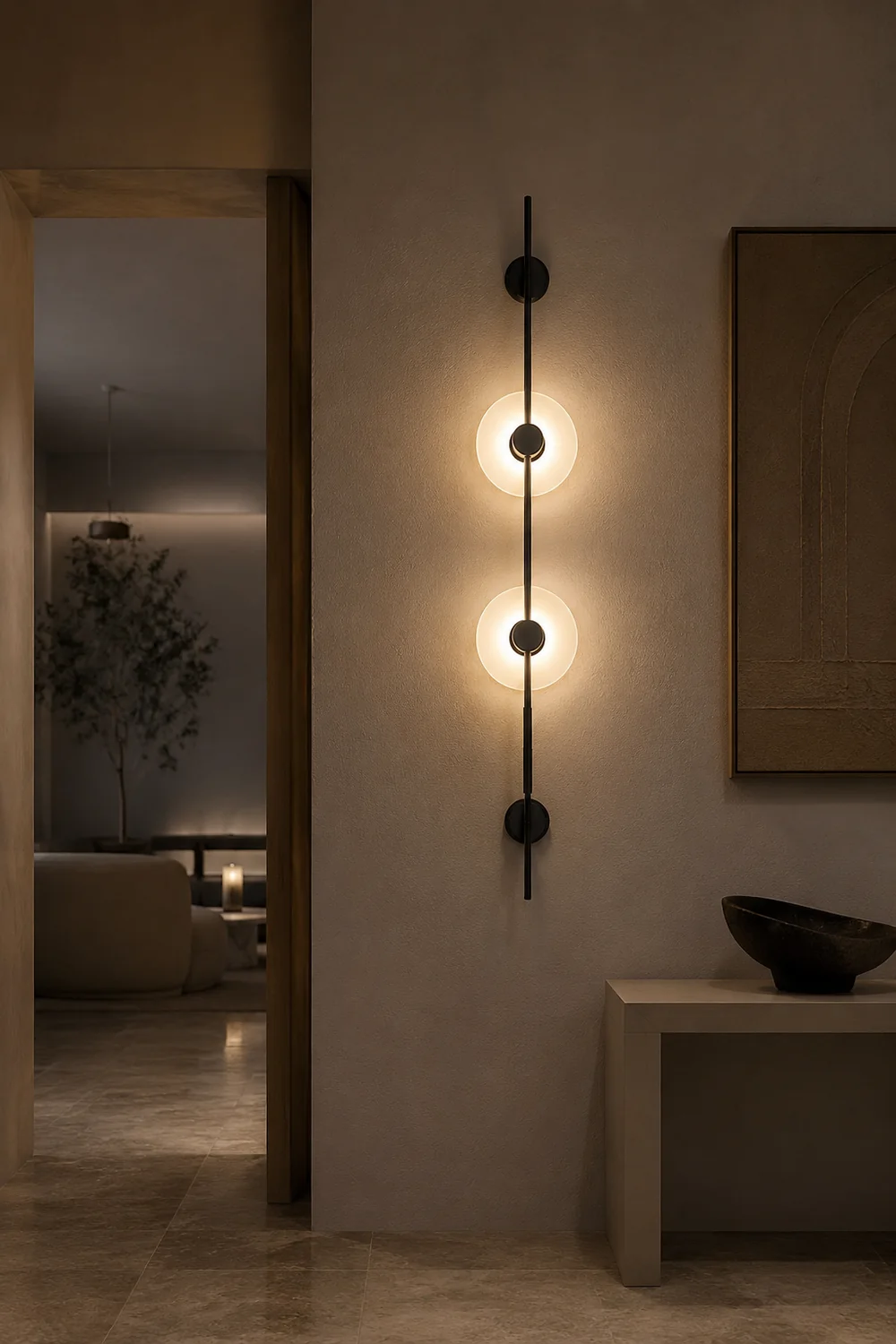 Alabaster Orb Vertical Wall Sconce - Lumpaz