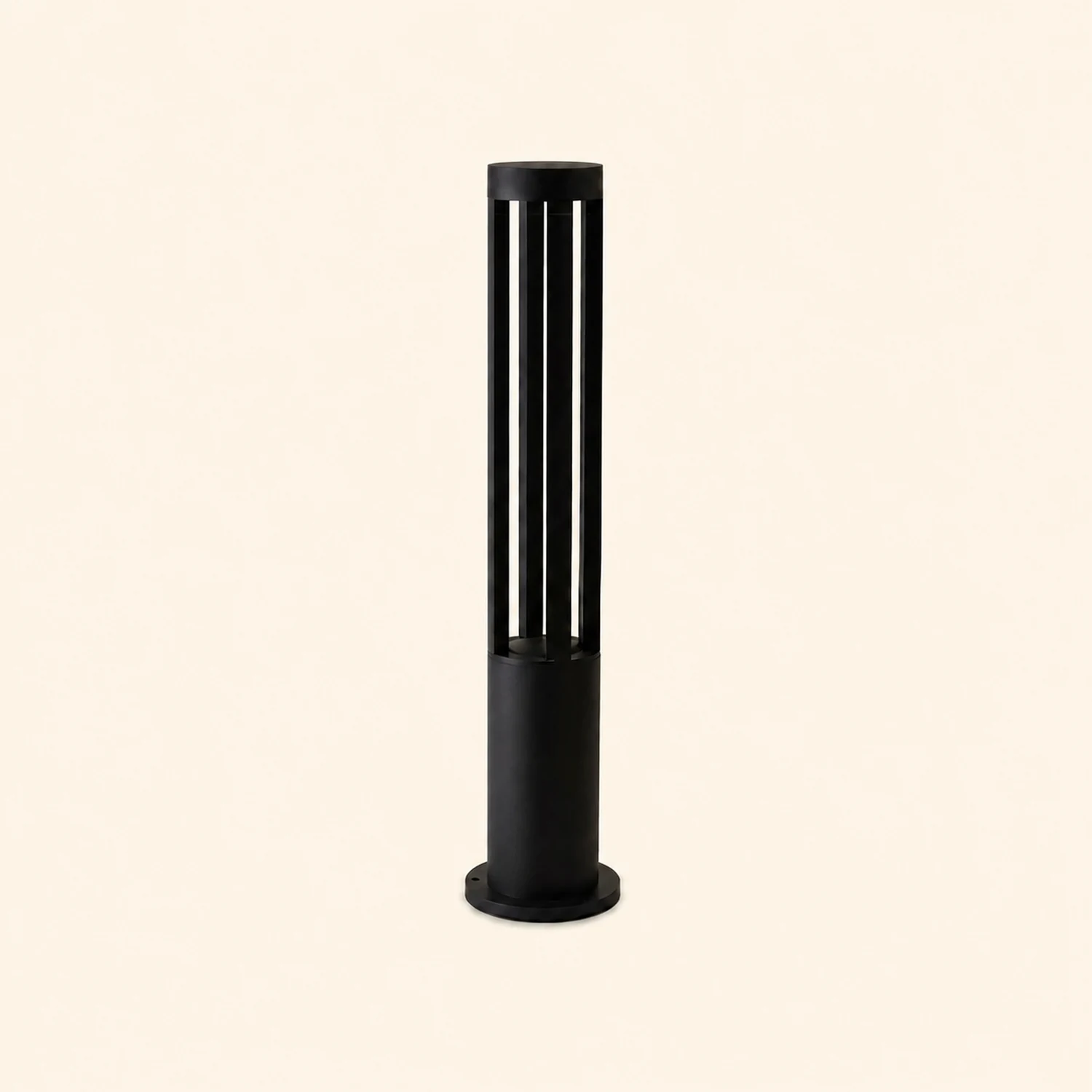 Black Cylindrical Garden Outdoor Light with Solar Panel - Lumpaz